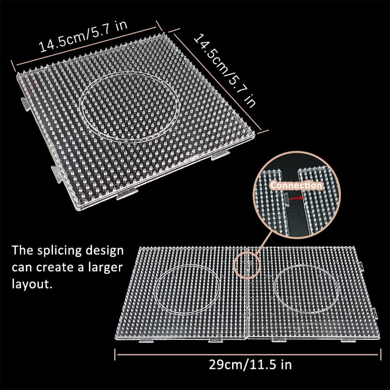 krastmon Fuse Beads Boards 5mm Large Clear Plastic Pegboards for Kids Craft Beads 4 PCS - Image 3